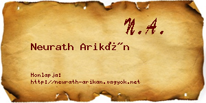 Neurath Arikán névjegykártya